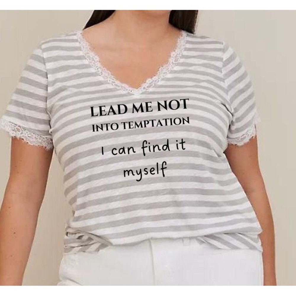 Size 6x Lead Me Not Into Temptation Plus Size Handmade Graphic Torrid Tee